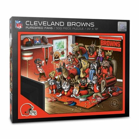 YOUTHEFAN 18 x 24 in. NFL Cleveland Browns Purebred Fans Puzzle, Multi Color - A Real Nailbiter - 500 Piece 2501987